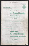 Catalogue Prix Pièce Moto Cyclomoteur CLAEYS FLANDRIA De 1971 - Motos