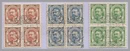 LUXEMBOURG - G.D. William IV - Used Blocks Of 4 - 15c, 25c, 37½c - 1906 Guglielmo IV