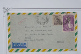 AX6 BRESIL  BELLE LETTRE DEVANT  1950  POUR  NANCY FRANCE +AEROPHILATELIE+++AFFRANCH. INTERESSANT - Cartas & Documentos