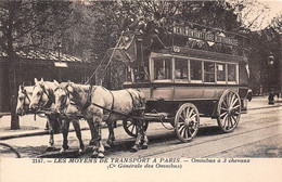 LES MOYENS DE TRANSPORT A PARIS- OMNIBUS A 3 CHEVAUX  ( Cie GENERALE DES OMNIBUS ) - Trasporto Pubblico Stradale