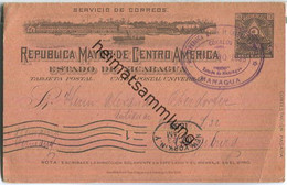 Postkarte - Nicaragua 3 C. Doppelkarte - Vorderseitig Jeweilig Abbildung Der "sog. Mosquito-Küste" - Gebraucht 1898 - Nicaragua