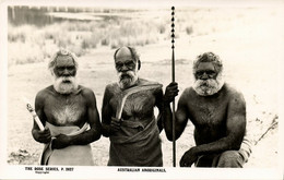 Australia, Armed Native Aboriginal Men, Boomerang Spear Waddy, Rose Series RPPC - Aborigènes