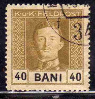 AUSTRIAN OCCUPATION OF ROMANIA OCCUPAZIONE AUSTRIACA 1918 EMPEROR CARL I 40b  USED USATO OBLITERE' - Bezetting