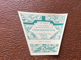 ETIQUETTE DE PARFUM  COFFRET VAPORISATEUR  Odorantis  Jn GIRAUD FILS  Paris - Labels