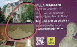 Ancienne Carte De Visite De La Villa Marjane, Hôtel De Charme, Saint Jean Le Blanc (Sud Loire, Orléans) - Tarjetas De Visita