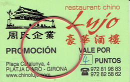 Ancienne Carte De Visite Du Restaurant Chinois LUJO, Platja D'Aro - Girona - Visitekaartjes