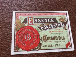 ETIQUETTE DE PARFUM  ESSENCE CONCENTRÉE  Pour Le Mouchoir  J. GIRAUD FILS  Grasse-Paris - Labels