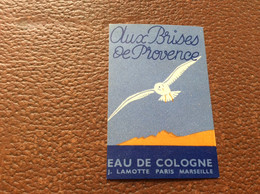 ETIQUETTE DE PARFUM  EAU DE COLOGNE  Aux Brises De Provence  J.LAMOTTE  Paris Marseille  MOUETTE GOÉLAND - Labels