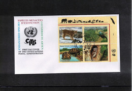 UN Geneve 2001 Endangered Animals  FDC - Paons