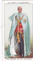 23 Order Of St Patrick  - Coronation Series 1937 - Players Cigarette Cards - Royalty - Player's