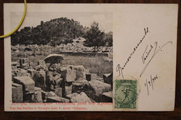 1906 Cpa AK Fouilles à Olympie Mont Cronion Grece Cover Roscoff France Taxe Voyagée - Griekenland