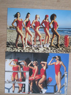 5 Pin Up Sur La Plage , Maillot De Bain Rouge ,  Genre Alerte A Malibu ,manequins , Photos - Non Classés