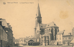 HAN SUR HEURE   LA GRAND'PLACE ET L'EGLISE   ( FELDPOST 1918 )      2 SCANS - Ham-sur-Heure-Nalinnes