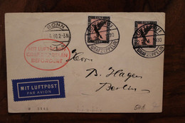 1930 ZEPPELIN Mit Luftschiff Befordert Cover Par Avion Air Mail Luftpost Zeppelinpost - Cartas & Documentos