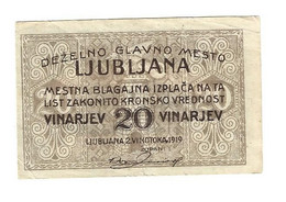 *slovenia Notgeld Ljubljana  20 Vinarjev 1919  Xf - Slovénie