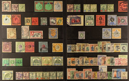 FISCAL TYPES USED COLLECTION Also Including Pen Cancels And Indistinguishable Postmarks Presented On 2 Stock Cards We Se - Andere & Zonder Classificatie