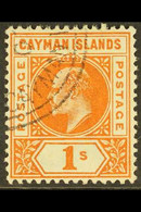 1902-03 1s Orange Wmk Crown CA, SG 7, Very Fine Used. - Cayman Islands