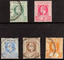 1902-03 Watermark Crown CA Complete Definitive Set, SG 3/7, Fine Used. (5 Stamps) - Cayman Islands
