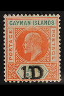 1907 KEVII 1d On 5s Handstamped Surcharge, SG 19, Very Fine Mint - Cayman Islands