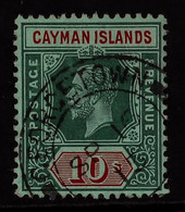 1912-20 10s Deep Green & Red/green, MCA Wmk, SG 52, Very Fine Cds Used - Cayman Islands