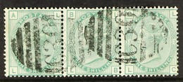 GREAT BRITAIN USED IN VALPARAISO: 1873-77 1s Green Plate 13, SG Z84, Horizontal Strip Of Three With Good 'C30' Cancels.Â - Chile