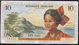 FRENCH 1964 French West Indies " French Antilles – Guyane Guadeloupe Martinique" 10 Francs {C.5 78825} ~~ VERY VERY RARE - Guyana Francese