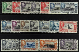1938-50 Complete Definitive Set, SG 146/163, Very Fine Mint. (18 Stamps) - Falkland Islands