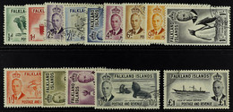 1952 Complete Definitive Set, SG 172/185, Very Fine Used. (14 Stamps) - Falkland Islands