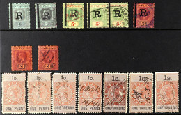 REVENUE STAMPS Interesting Group, With QV 'Stamp Duty' 1d (4) And 1s (3); KGV (overprinted 'R' Plus Vertical Bar Over 'P - Fidschi-Inseln (...-1970)