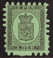 1866 8 Penni Black On Blue/green Wove Paper, SG 45 (Mi 6Bx), With Serpentine Roulette Of The Second Type, Fine Mint. - Other & Unclassified