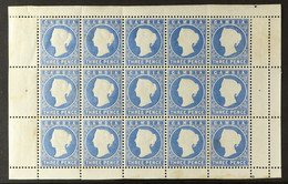 1880-1881 RARE COMPLETE SHEETLET 3d Pale Dull Ultramarine 'Embossed',Â CC Upright Wmk, SG 14cB, COMPLETE SHEETLET Of 15  - Gambia (...-1964)