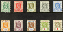 1921-22 Definitives Complete Set, Watermark Mult Script CA, SG 108/17, Fine Mint. (10 Stamps) - Gambia (...-1964)