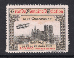 VIGNETTE GRANDE SEMAINE D'AVIATION De La CHAMPAGNE REIMS 1909 MARNE THÈME POSTE AÉRIENNE AVION - Aviación