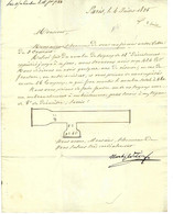 1835 De Paris Lettre Signée Marque Postale Bureau De La Maison Du Roi  COMMANDE DE TUYAUX DESSIN SUR LA LETTRE - Historische Documenten