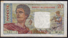 FRENCH 1951 Tahiti (French Polynesia) 20 Francs Papeete Overprint "Man With A Red Toga And Brooch & Portait  - VERY RARE - Autres & Non Classés