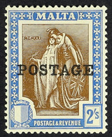 1926 2s Brown And Blue POSTAGE Overprint, SG 153, NHM. - Malta (...-1964)