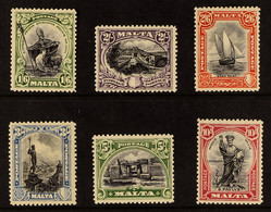 1926-27 'Postage' 1s.6d To 10s, SG 167/172, Fine Mint. (6 Stamps) - Malta (...-1964)