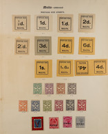 POSTAGE DUES An All Different Mint Collection On An Old Album Page, Includes 1925 Typeset Imperf Set Of Ten Plus Additio - Malta (...-1964)