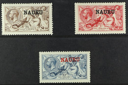 1916 - 23 DeLaRue Seahorses 2s 6d, 5s And 10s Set, SG 21/23, Superb Well Centered Mint. (3 Stamps) - Nauru
