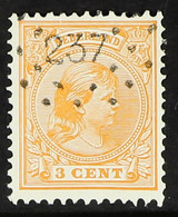 1891-94 Wilhelmina 3c Orange (SG 147a, NVPH 34), Very Fine Used With '237' (HILLEGOM) Dotted Numeral Cancel. Scarce Post - Other & Unclassified