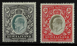 1904 KEVII 3R And 5R, SG 43/44 Fine Fresh Mint. (2 Stamps) - Somaliland (Protettorato ...-1959)