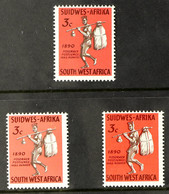1965 COLOUR TRIALS 3c Windhoek Anniversary, COLOUR TRIALS Of 3c Brown And Salmon, And Brown On Bright Red SASC 228, Plus - South West Africa (1923-1990)