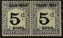 POSTAGE DUES 1923 5d Black & Violet Setting I (14mm Between Lines) Overprint On Transvaal With 'WES' FOR 'WEST' Variety, - South West Africa (1923-1990)