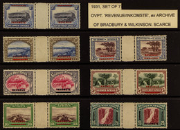 REVENUE - ARCHIVE GUTTER PAIRS 1931 Pictorial 3d, 6d, 1s, 2s.6d, 5s, 10s And 20s, Overprinted 'INKOMSTE' Or 'REVENUE' In - South West Africa (1923-1990)