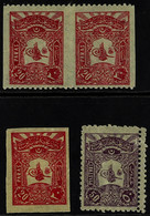 1905 20pa Horiz Pair IMPERF VERTICALLY Plus IMPERF Single, 50pa With DOUBLE ROW Of Vertical Perfs, Mi 116C, 116U, 123C,  - Other & Unclassified