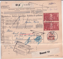 1947 - SUISSE - CARTE COLIS POSTAL De AU => BRUXELLES - AFFRANCHISSEMENT ! - Railway