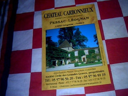 Carte De Visite Vin Cave Château Carbonieux à Pessac Lorgnant - Tarjetas De Visita