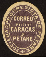 CARACAS Y PETARE 1876 (-) Violet Local Courier Post Oval Stamp, Fine Mint, Small Thin, Fresh & Very Rare. - Venezuela