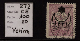OTTOMAN POSTS 1915 25pi Reddish-lilac Of Turkey With 'Star And Crescent' Overprint, Michel 272, Fine Used With 'YERIM' C - Yemen