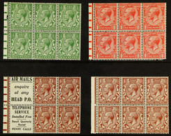 1924-6 BOOKLET PANES Â½d, 1d & 1Â½d Panes Of 6, Plus 1Â½d Pane Of 4 + 2 Labels, All Wmk Upright, SG 418d, 419e, 420d/e,  - Unclassified